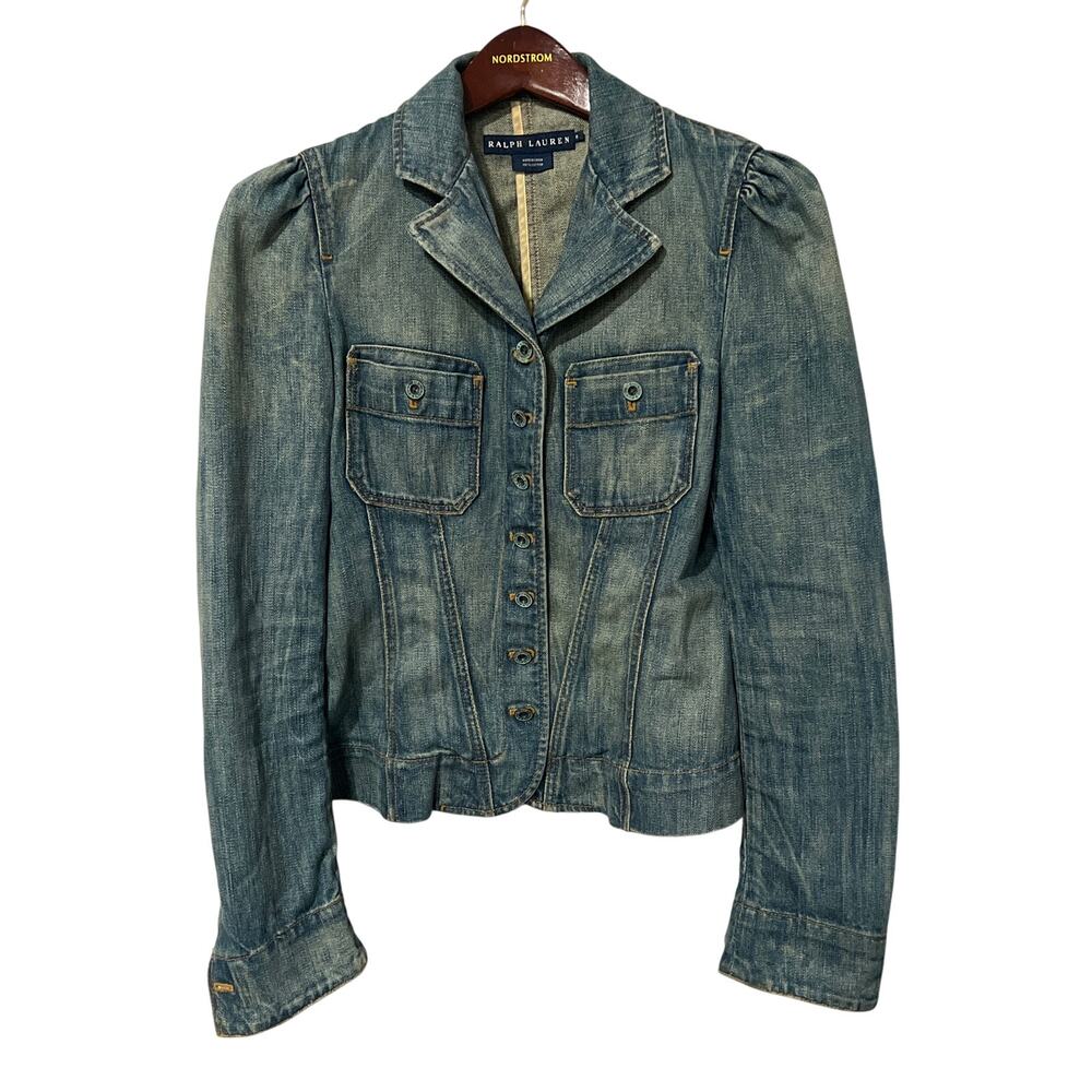Ralph Lauren Faded Blue Denim Tailored Blazer